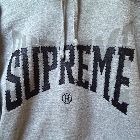 Supreme Rhinestone Shadow Hooded 2022, Sweatshirt 'Heather Grey' , XL - Picture 5 of 16